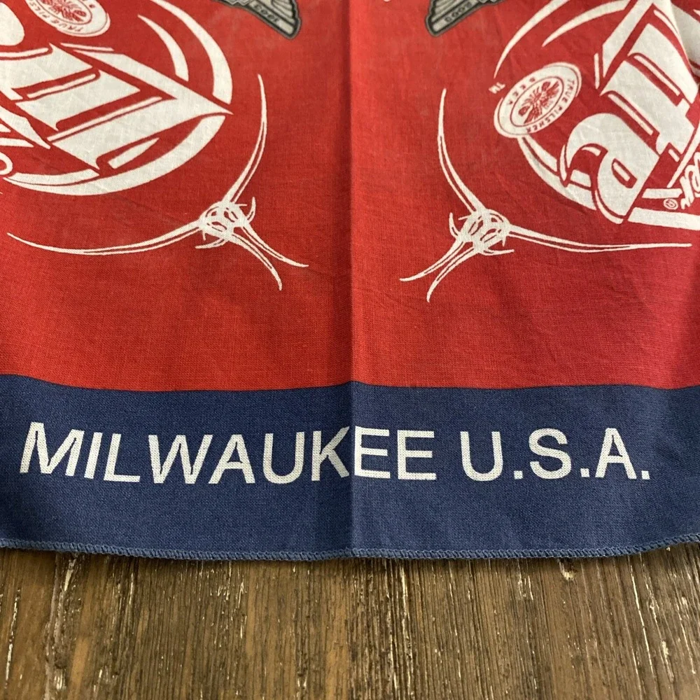 RARE Harley Davidson 100 Years Chrome 2003 Miller Lite Beer Bandana Handkerchief